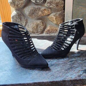 Caparros Black Micro-Studded Strappy Caged Heels Size 7B